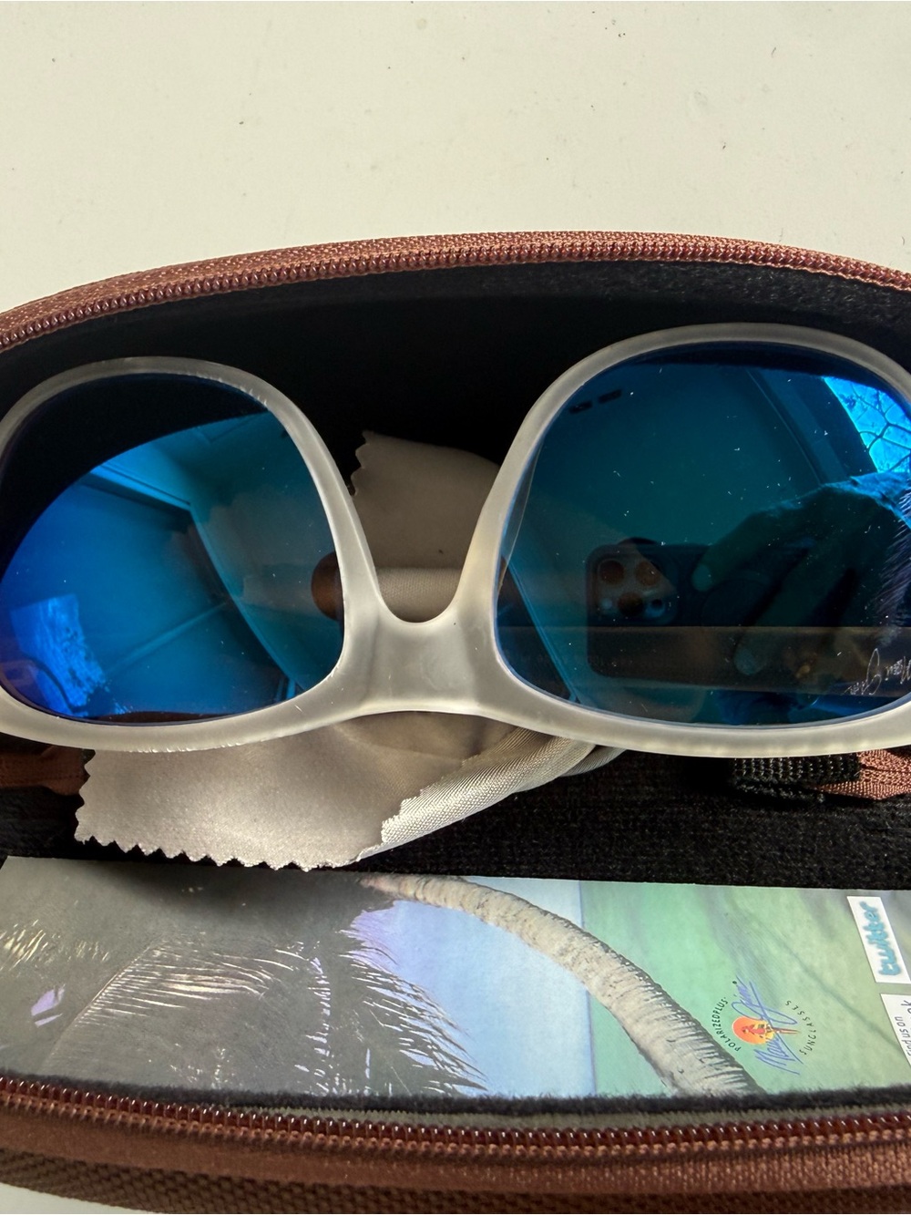 Maui Jim Clear Frame Sunglass Lenses with Blue Mirrors